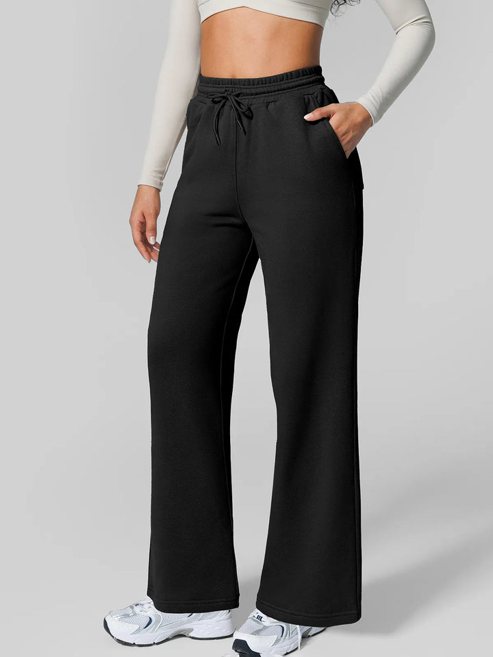 Athleisure Drawstring Waist  Wide Leg Sweatpants