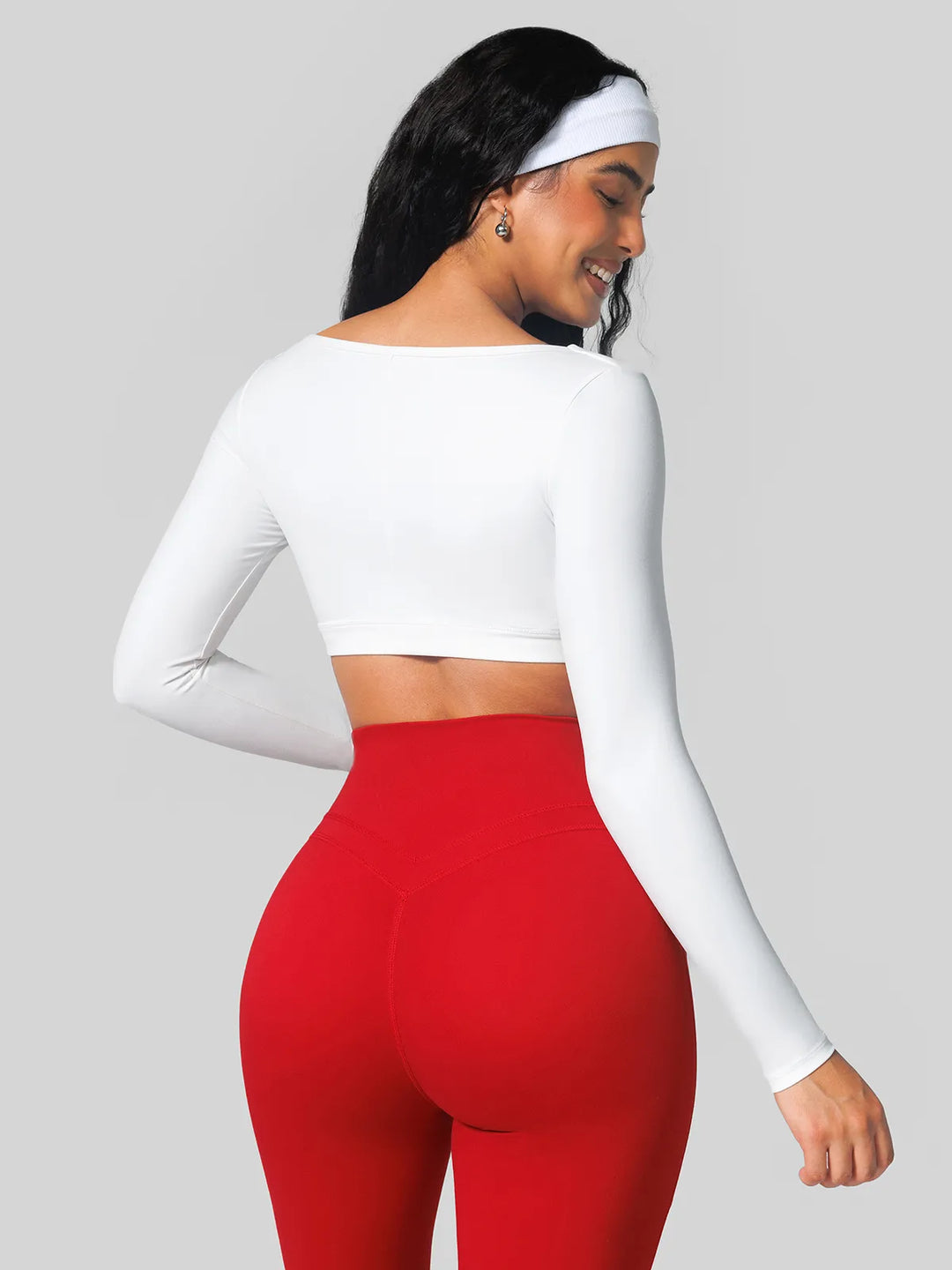 V Neck Long Sleeve Cropped Yoga Top