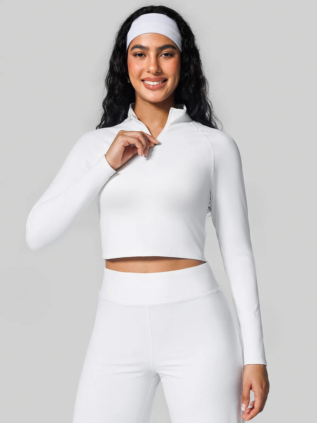 Half Front Zipper Activewear Cropped Top