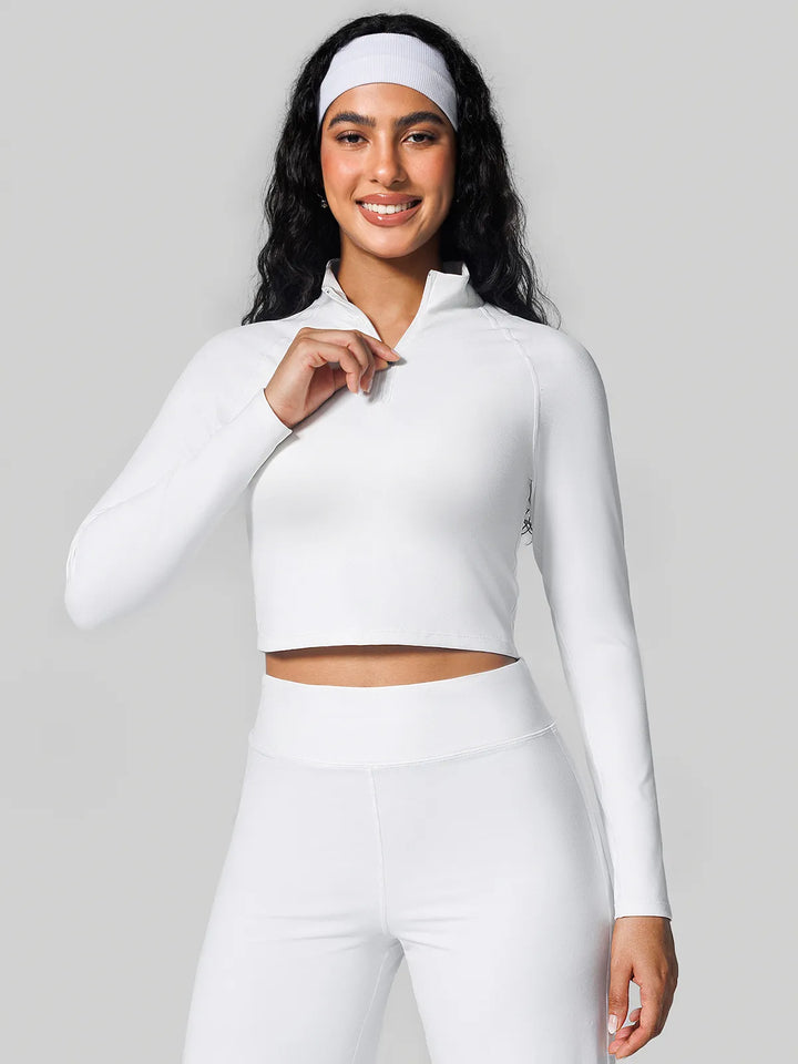 Half Front Zipper Activewear Cropped Top