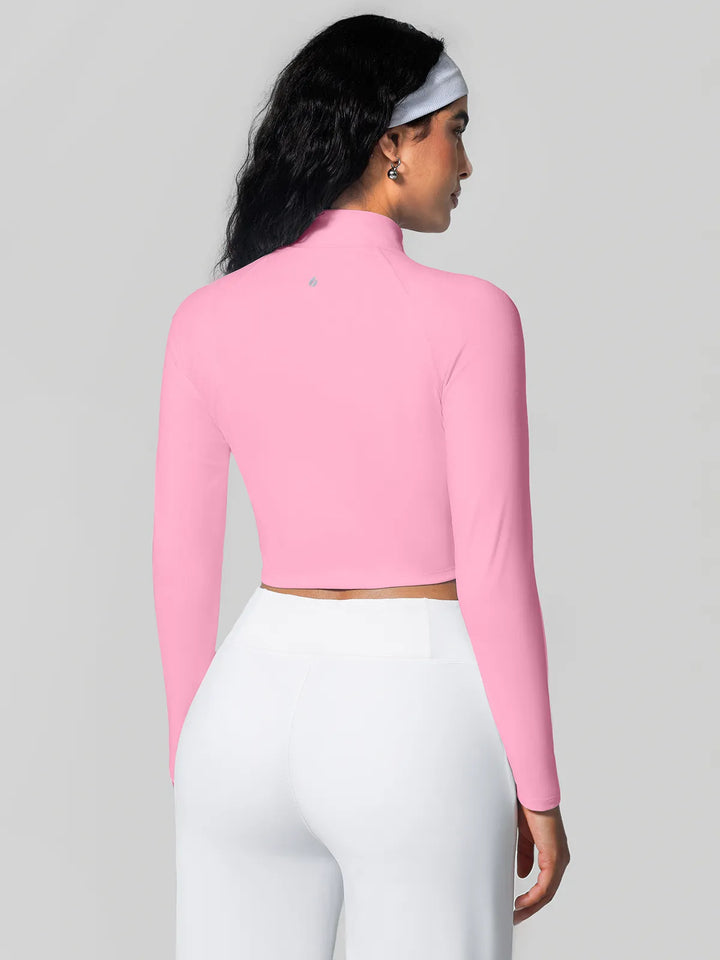 Half Front Zipper Activewear Cropped Top