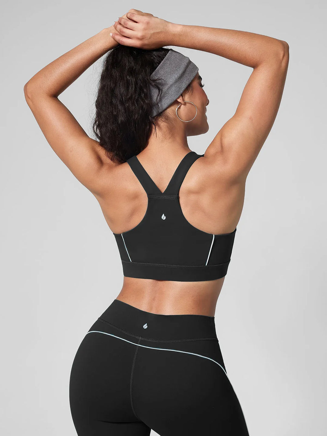 Contrast Color Wide Strap Bra Tummy Control Leggings Set
