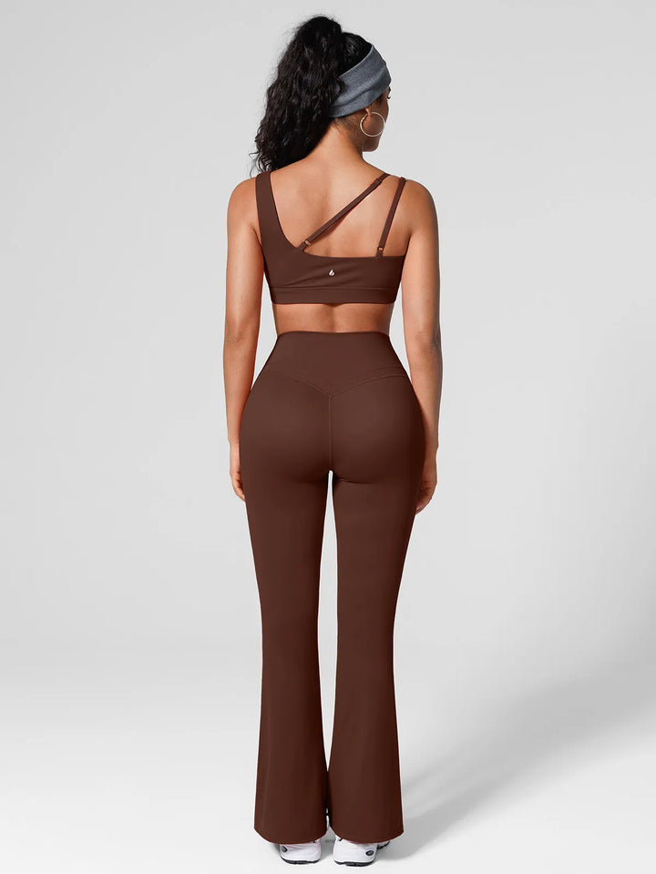 High Rise Flared Side Pockets Scrunch Leggings