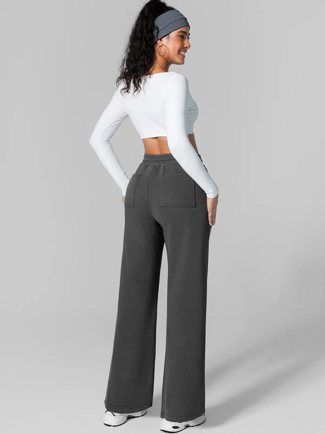 Athleisure Drawstring Waist  Wide Leg Sweatpants