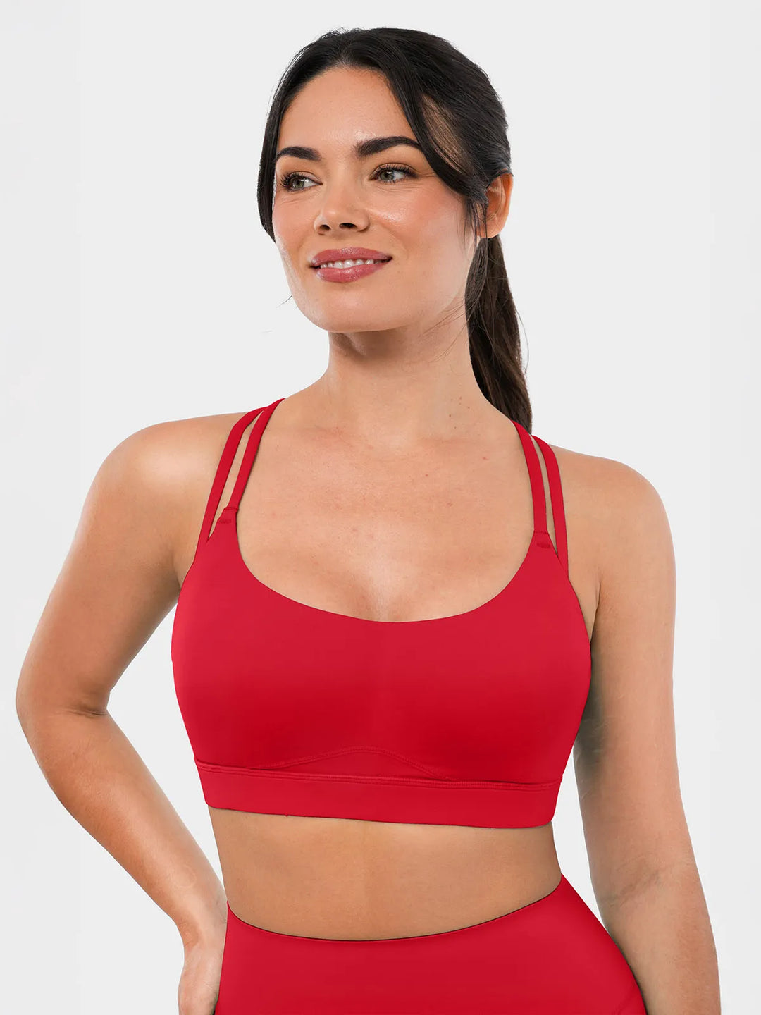 BRXL Red Sports Bra Sculpted Shorts Sculpted Leggings Set