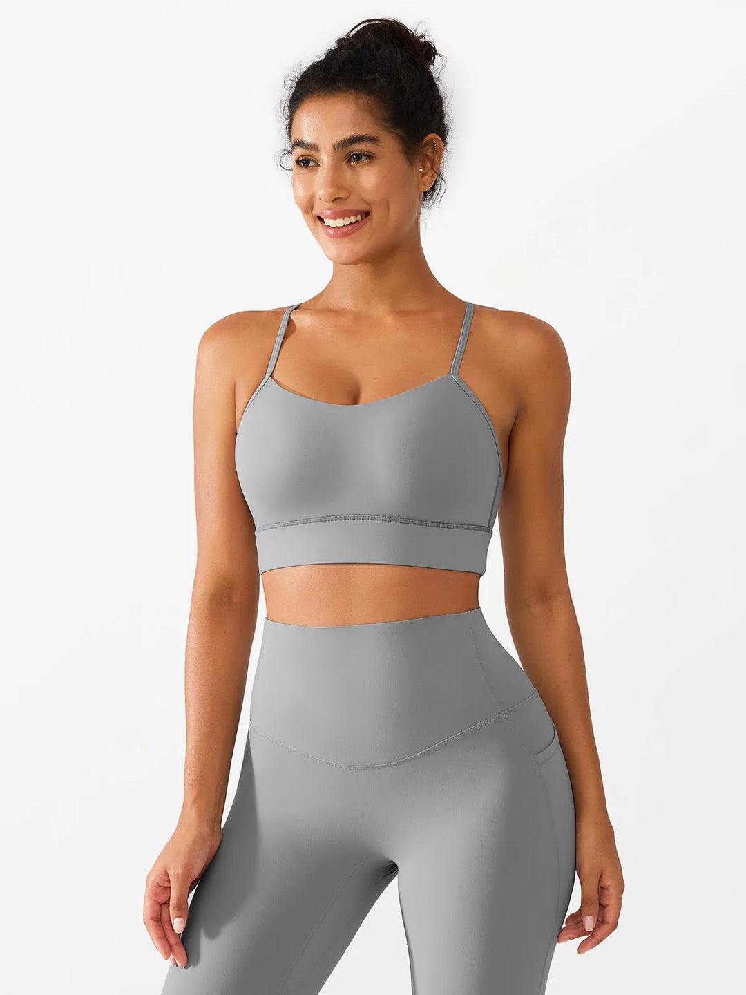 Flow Y Racerback Bra with Low Cut and Spaghetti Straps