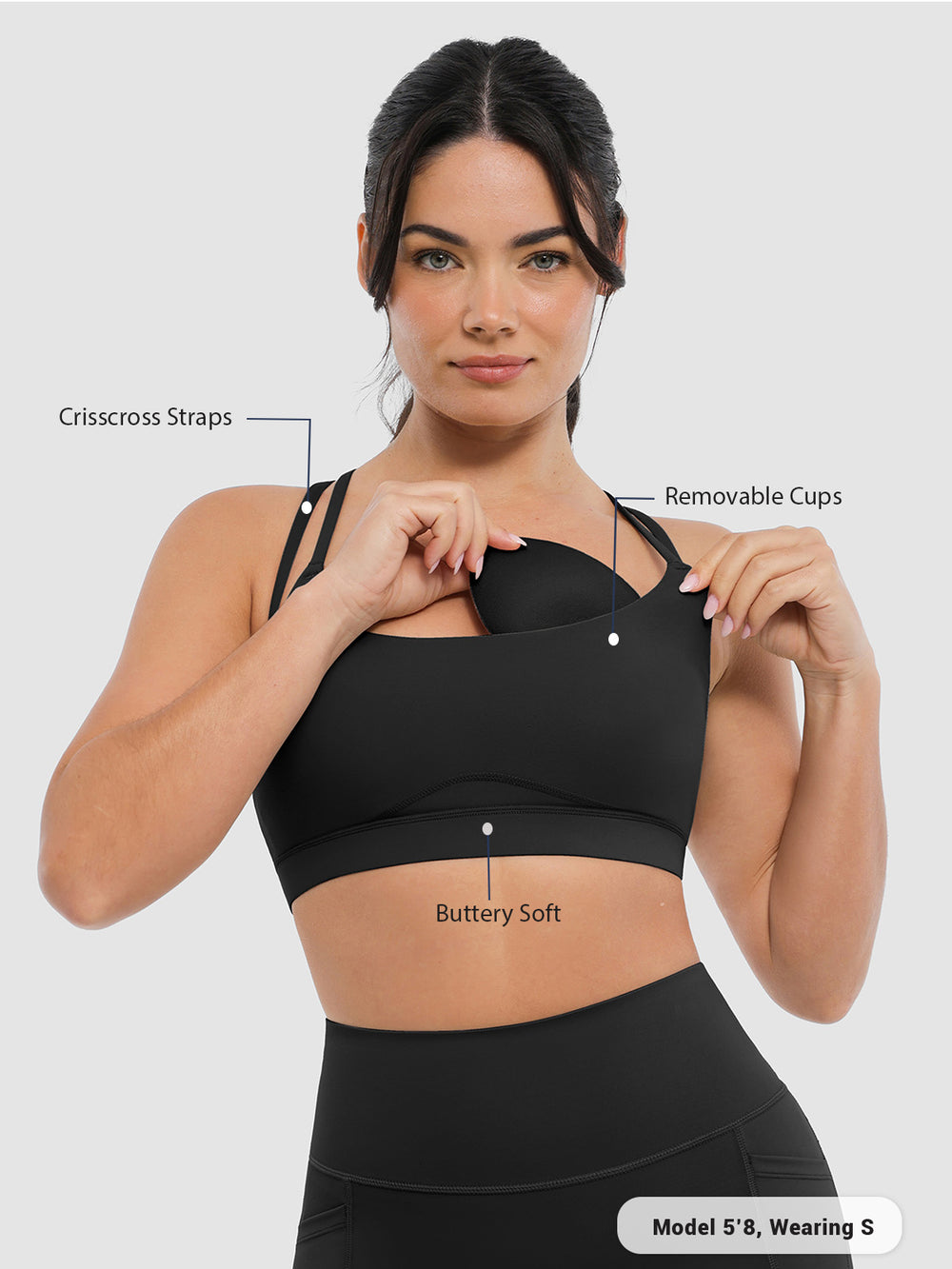 Introduction to the selling points of the BRXL black sports bra