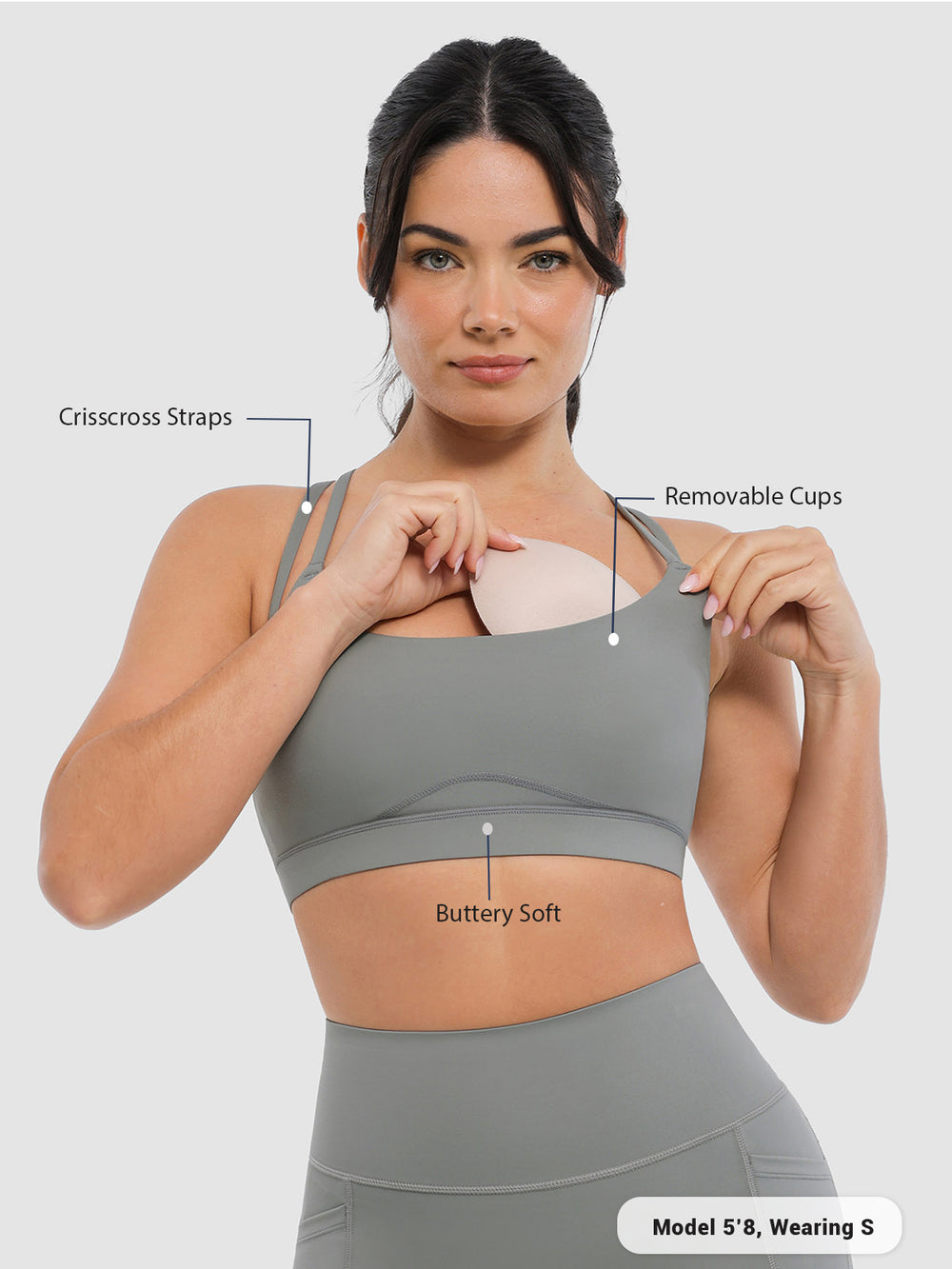 Introduction to the selling points of the BRXL gray sports bra