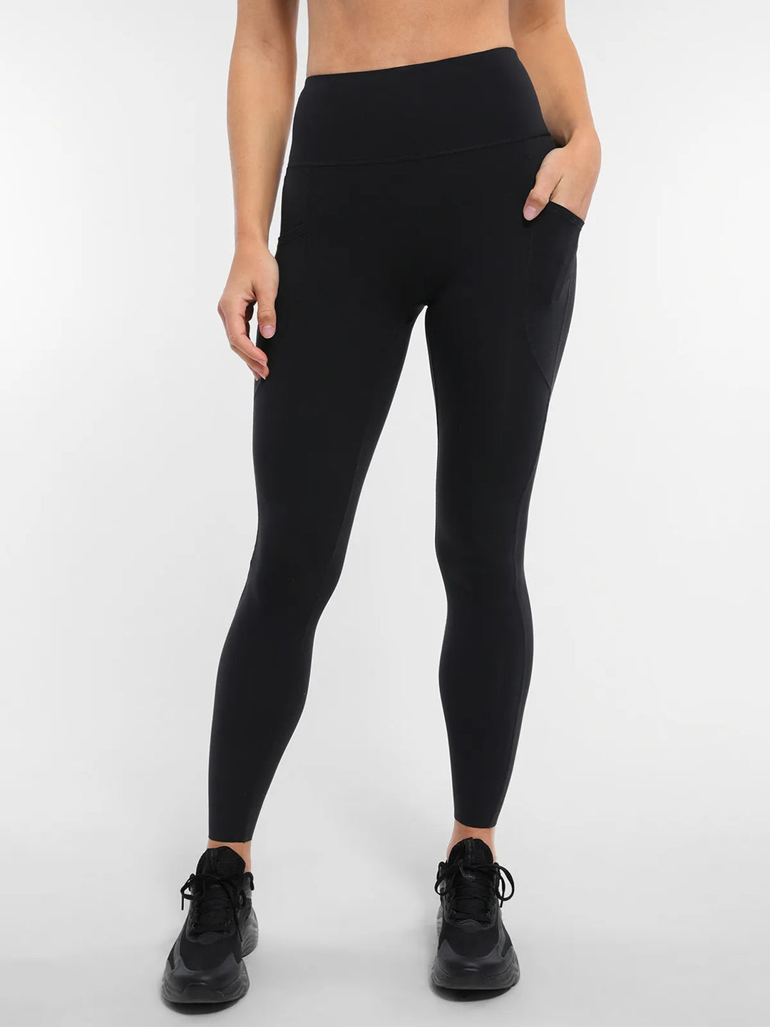 BRXL Black Sports Bra Sculpted Shorts Sculpted Leggings Set