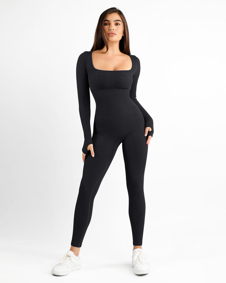 Seamless Square Neck Tummy Control Jumpsuits