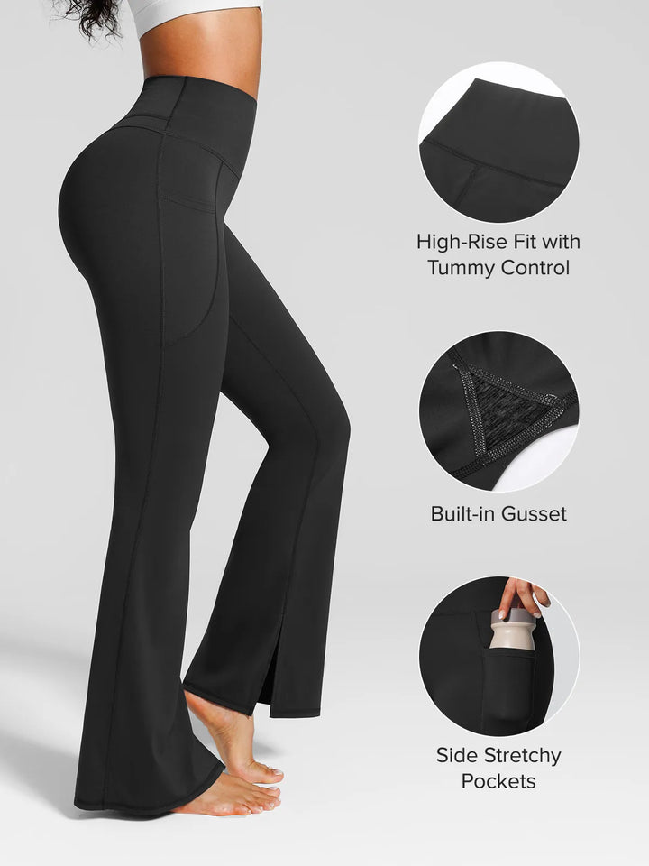 High Rise Flared Side Pockets Scrunch Leggings
