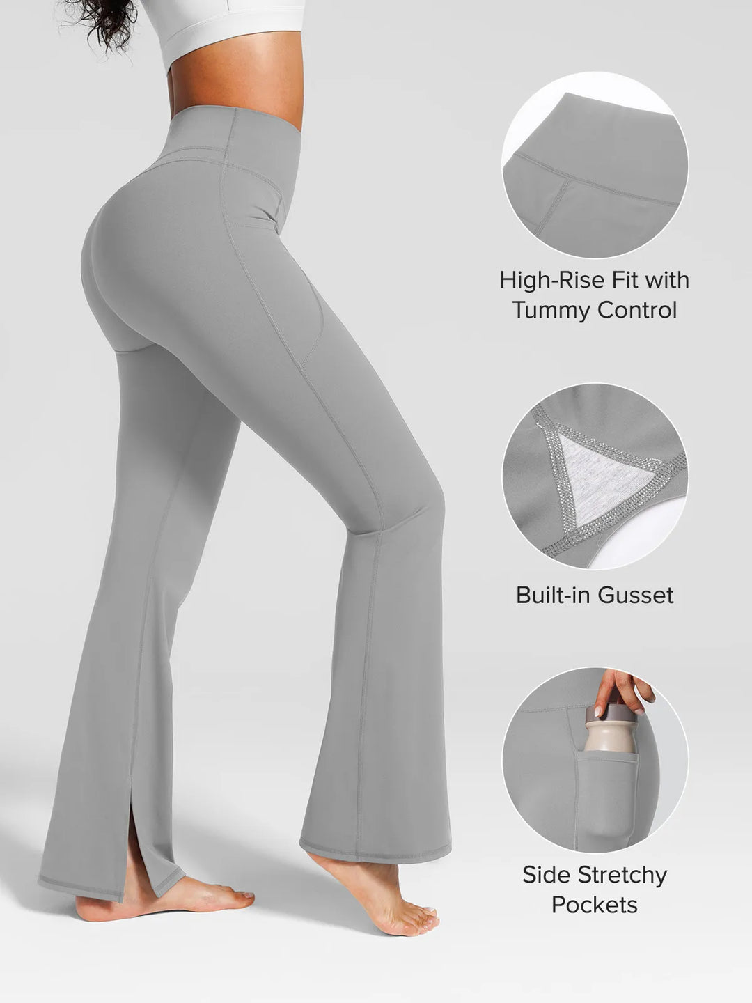 High Rise Flared Side Pockets Scrunch Leggings