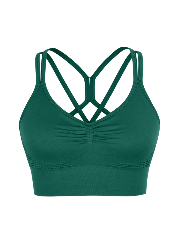 Seamless Criss Cross Spaghetti Racerback Sports Bra