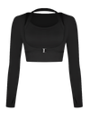 Long Sleeve Halter Shrug Top with Buckle and Thumbhole