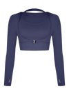 Long Sleeve Halter Shrug Top with Buckle and Thumbhole