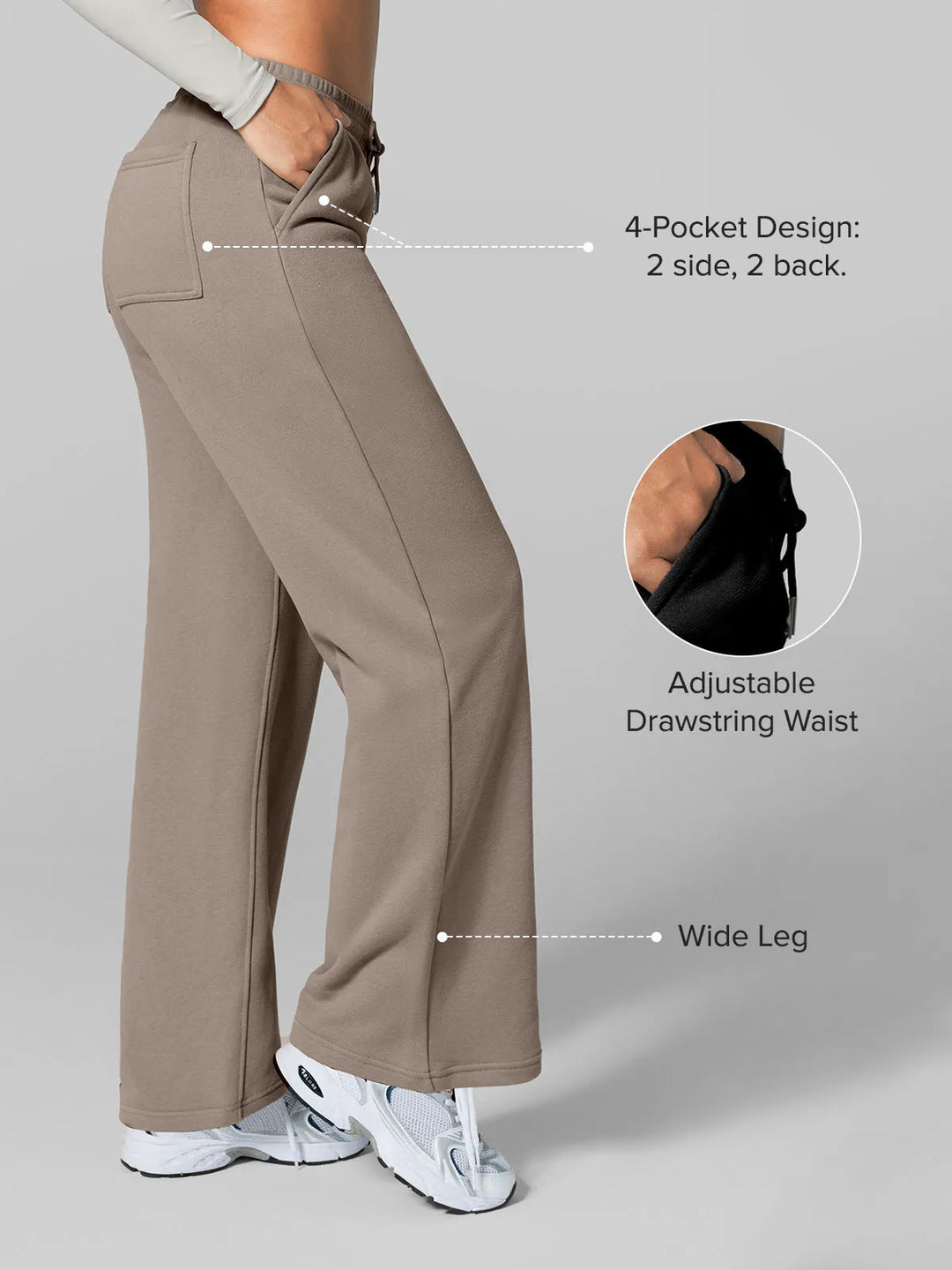 Athleisure Drawstring Waist  Wide Leg Sweatpants