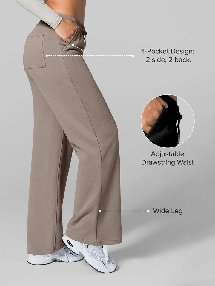 Athleisure Drawstring Waist  Wide Leg Sweatpants