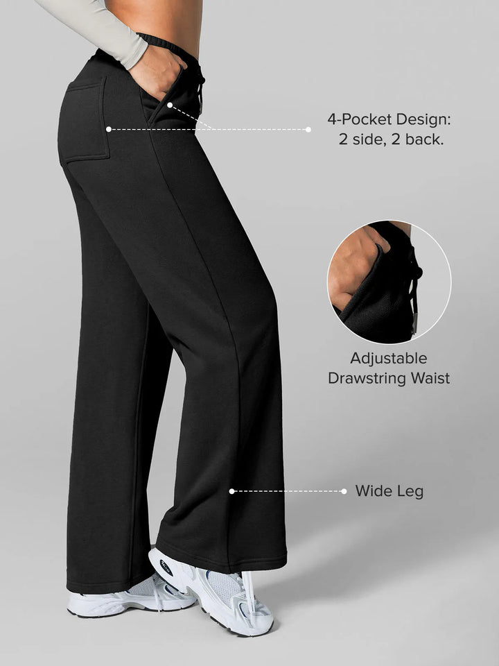 Athleisure Drawstring Waist  Wide Leg Sweatpants