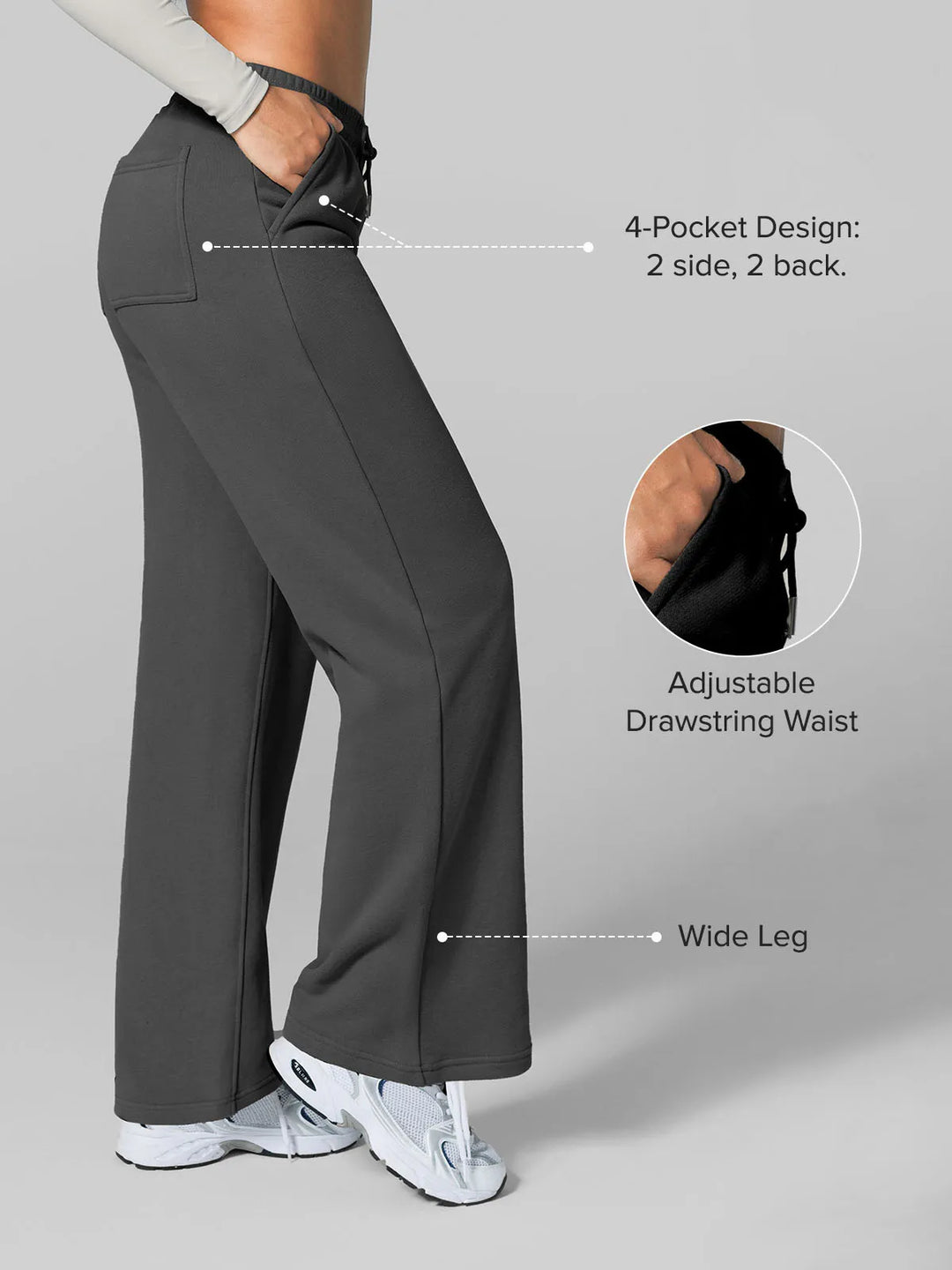 Athleisure Drawstring Waist  Wide Leg Sweatpants