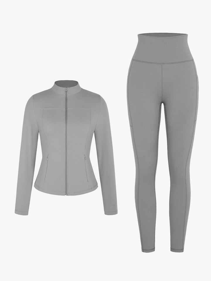 Four Pockets Cropped Jacket One Size Leggings