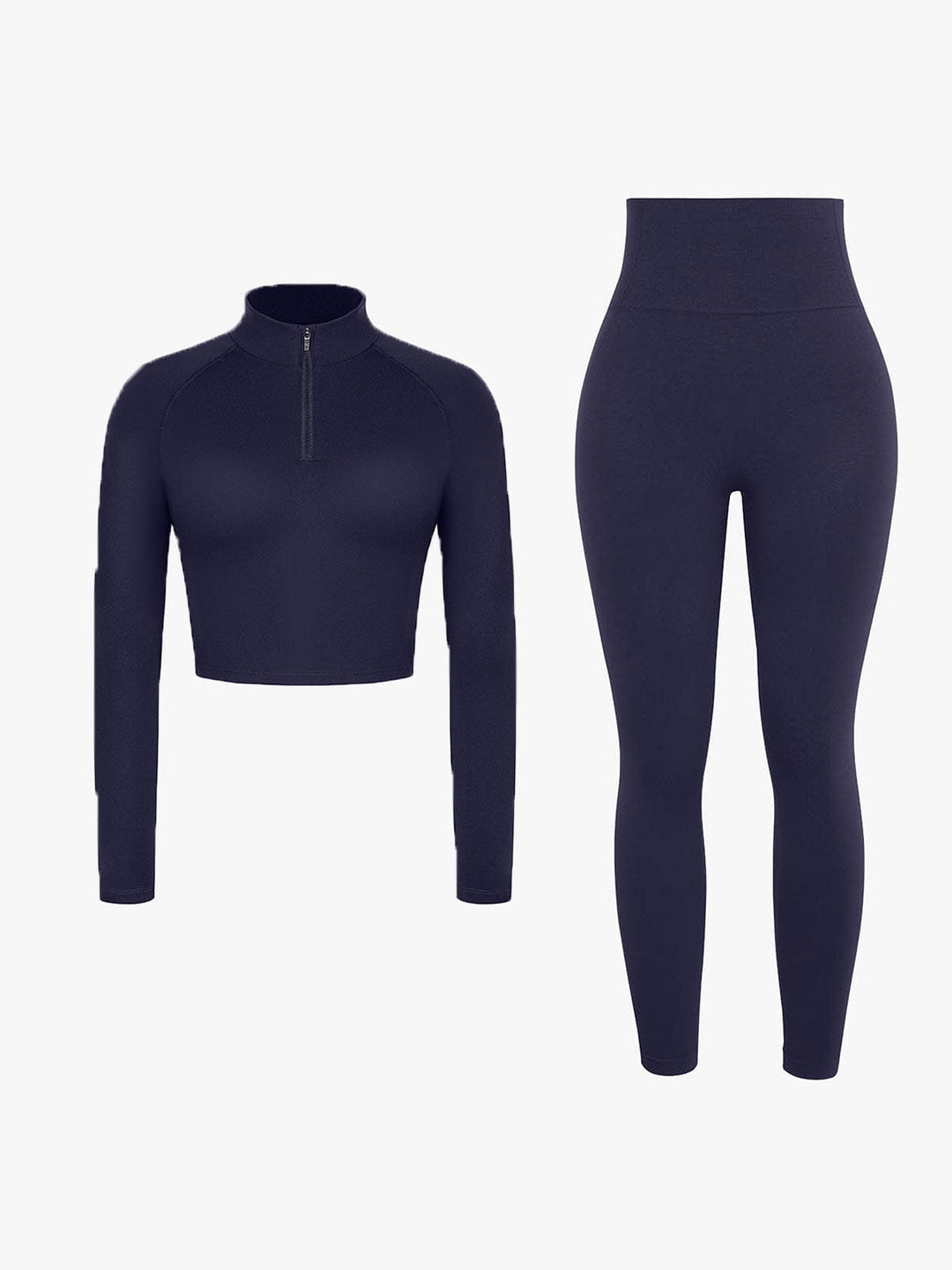 Half Front Zipper Cropped Top Seamless Butt-Lifting Leggings