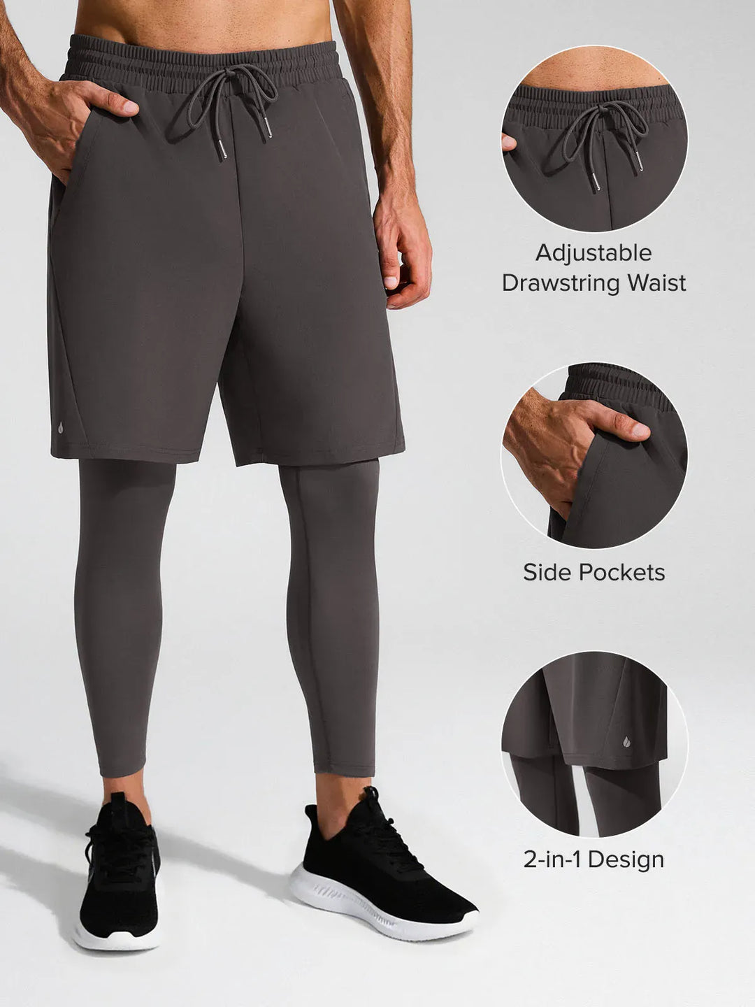 A model wearing a BRXL® 2-in-1 Training Pants for Men in