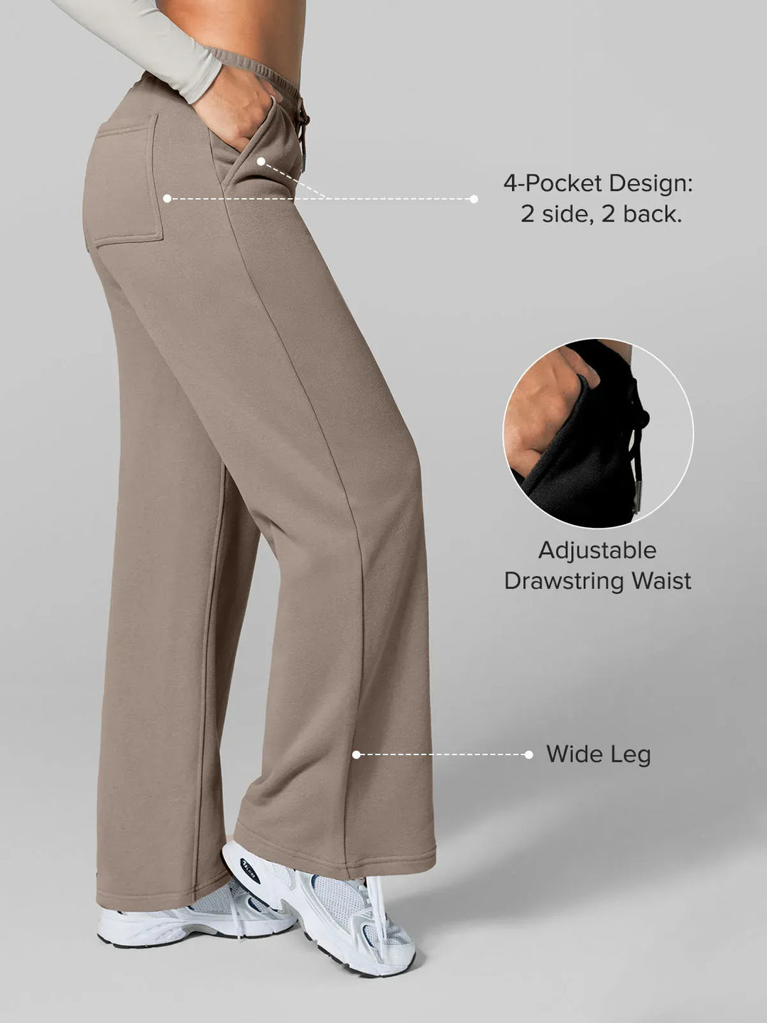 A model wearing a BRXL® Athleisure Drawstring Waist  Wide Leg Sweatpants in