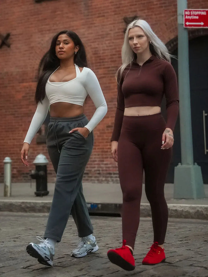 A model wearing a BRXL® Athleisure Drawstring Waist  Wide Leg Sweatpants in