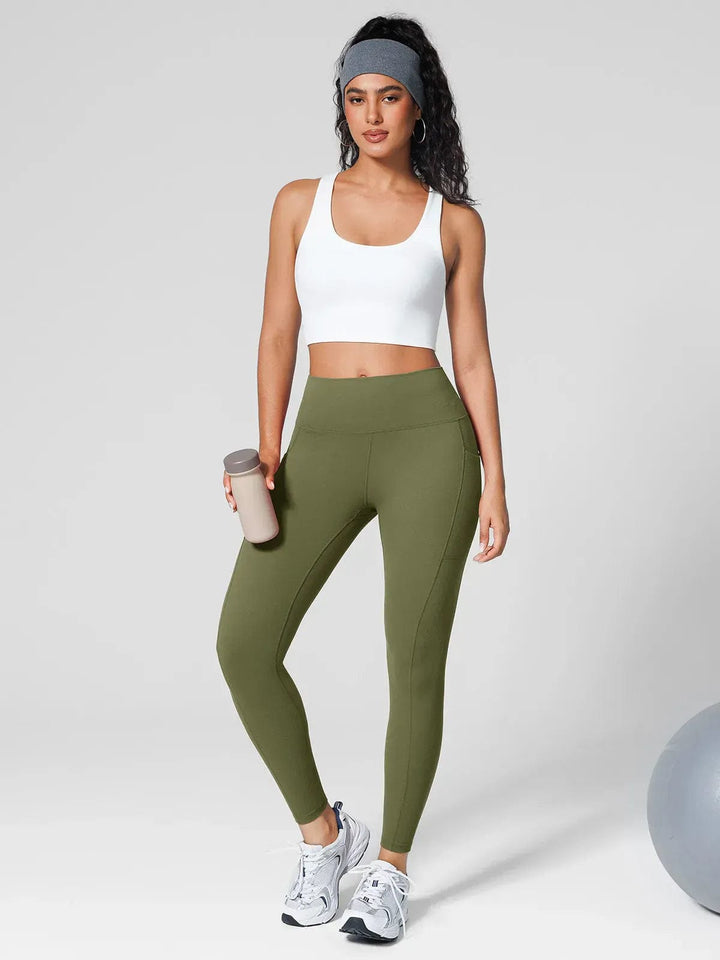 A model wearing a BRXL® Athleisure Four Pockets Cropped Jacket,One Size Fits Most Sporty High-Waisted Leggings in