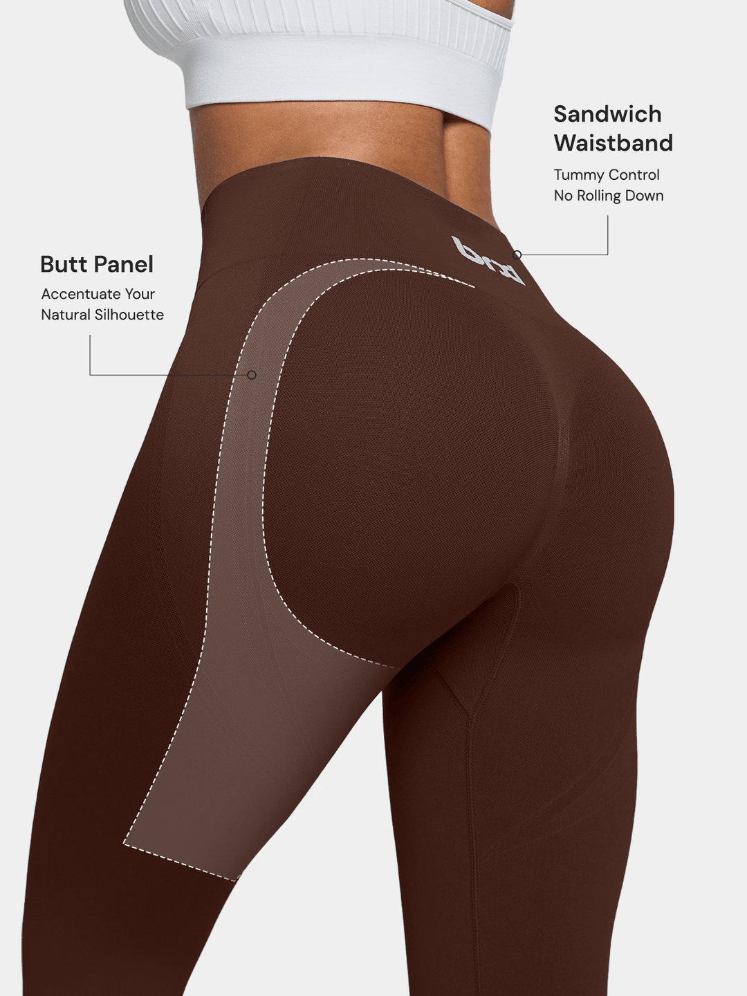 A model wearing a BRXL® B R X L® Scrunch Butt Lifting Tummy Control High Waist Workout Leggings