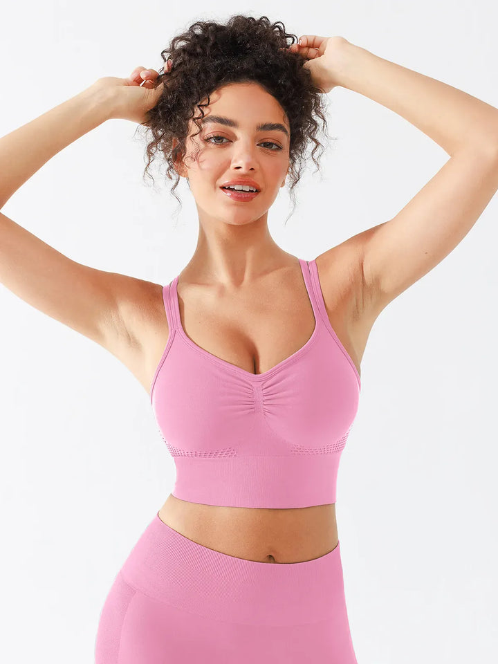 B R X L™ Seamless Criss Cross Spaghetti Racerback Sports Bra
