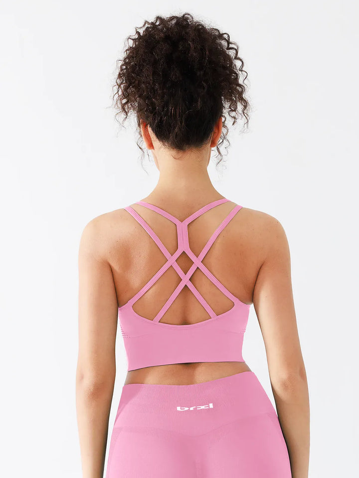 B R X L™ Seamless Criss Cross Spaghetti Racerback Sports Bra