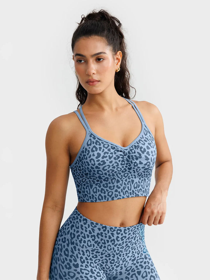 B R X L™ Seamless Criss Cross Spaghetti Racerback Sports Bra
