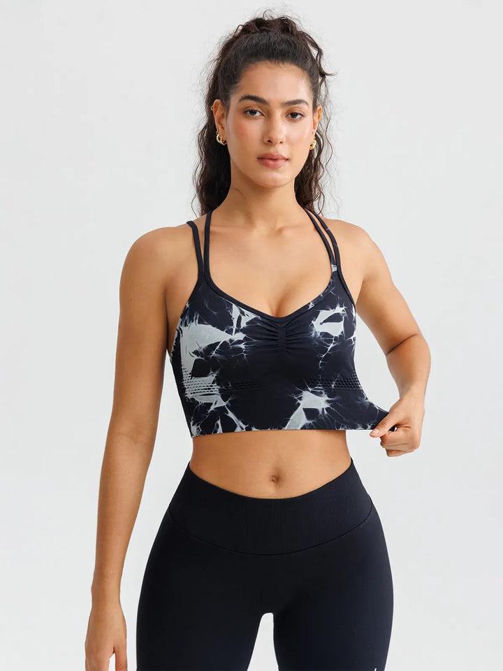B R X L™ Seamless Criss Cross Spaghetti Racerback Sports Bra