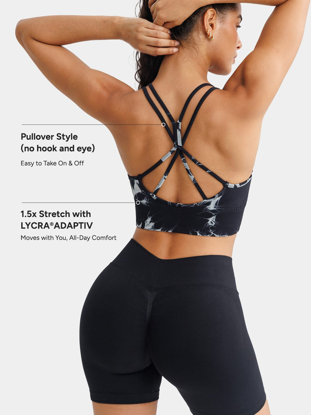 B R X L™ Seamless Criss Cross Spaghetti Racerback Sports Bra