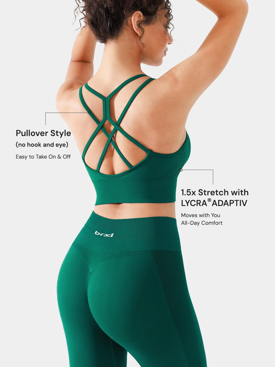 B R X L™ Seamless Criss Cross Spaghetti Racerback Sports Bra