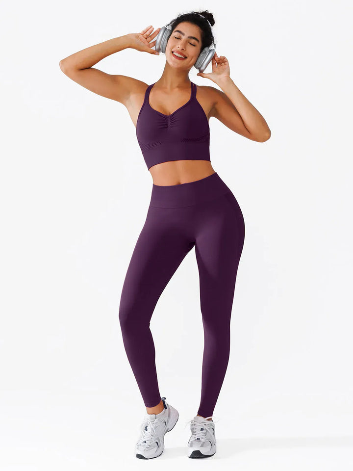 B R X L™ Seamless Criss Cross Sports Bra Butt-Lifting Leggings Set