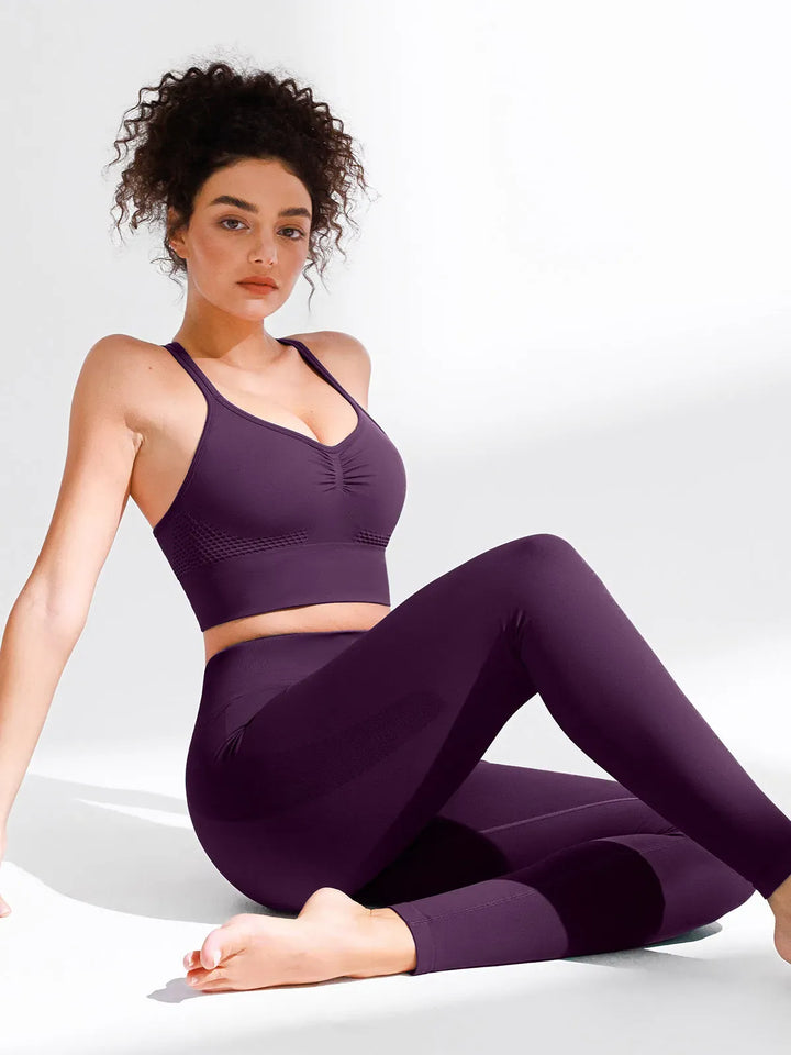 B R X L™ Seamless Criss Cross Sports Bra Butt-Lifting Leggings Set
