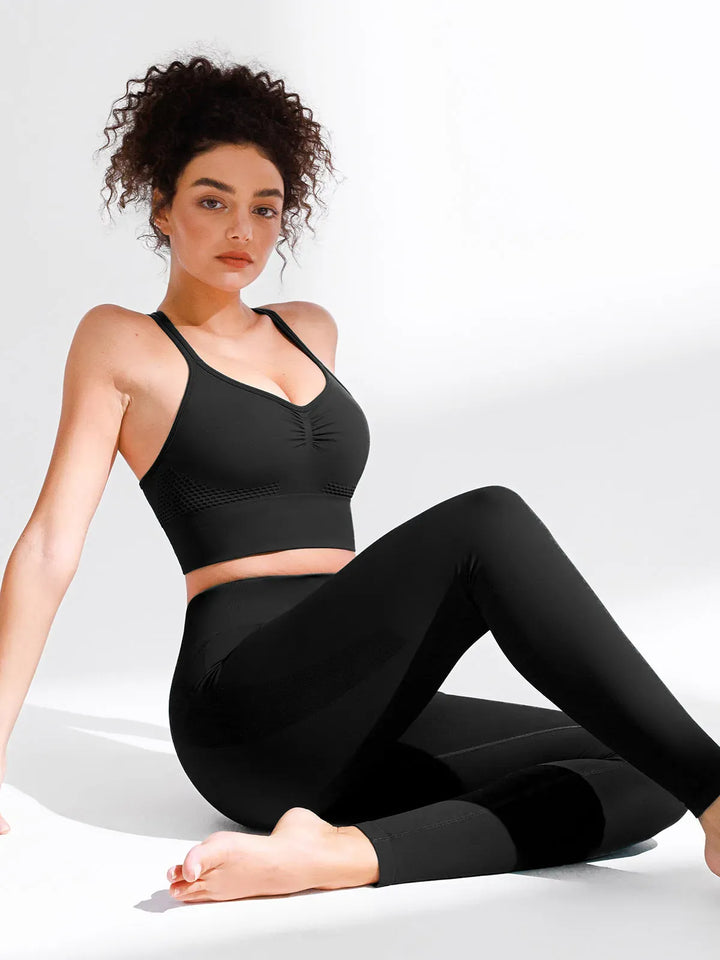B R X L™ Seamless Criss Cross Sports Bra Butt-Lifting Leggings Set