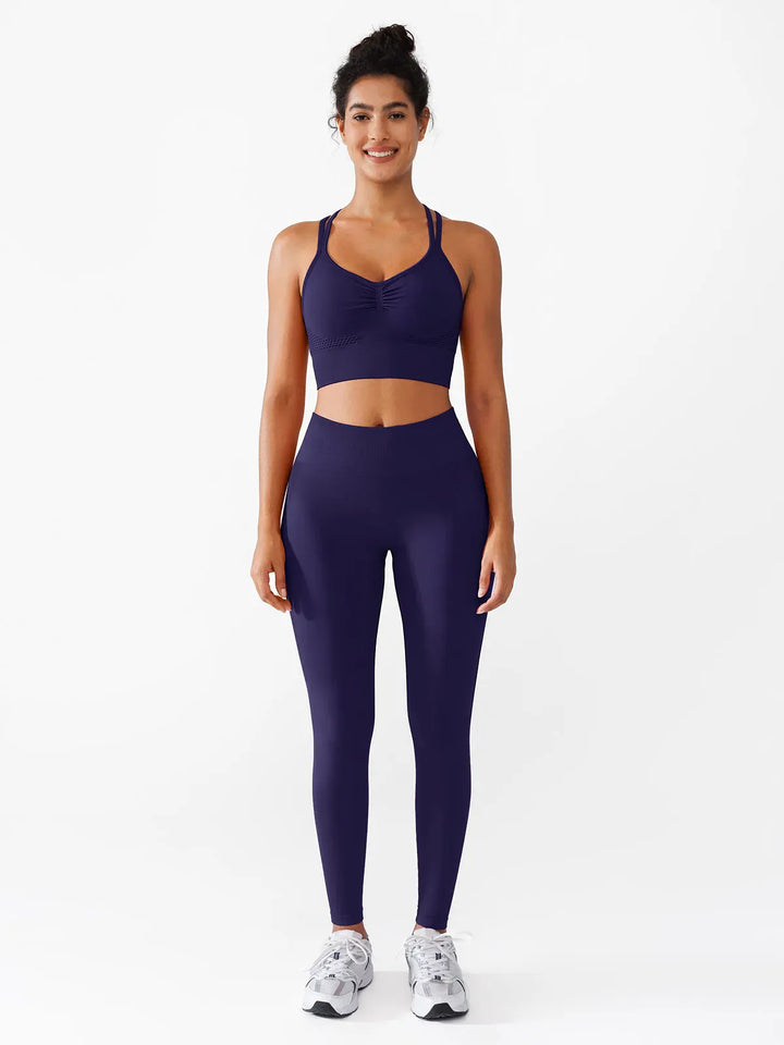 B R X L™ Seamless Criss Cross Sports Bra Butt-Lifting Leggings Set