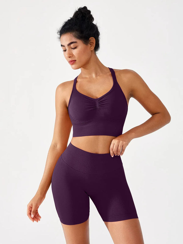 B R X L™ Seamless Criss Cross Sports Bra Scrunch Butt Workout Shorts Set