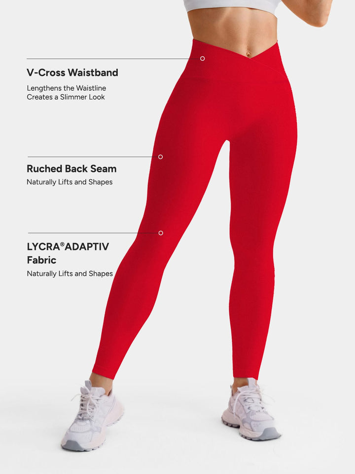 B R X L™ Seamless Cross Waist Tummy Control Leggings