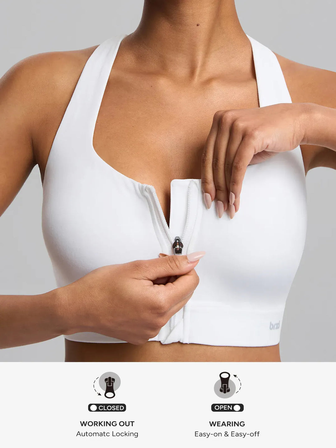 BrxlAero™ Adjustable Y-Back Zipper Front High Support Sports Bra