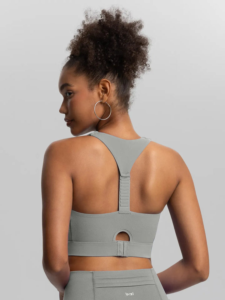 BrxlAero™ Adjustable Y-Back Zipper Front High Support Sports Bra
