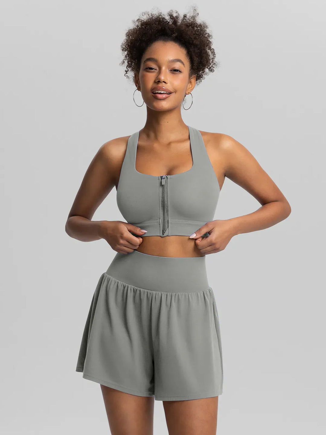 BrxlAero™ Adjustable Y-Back Zipper Front High Support Sports Bra