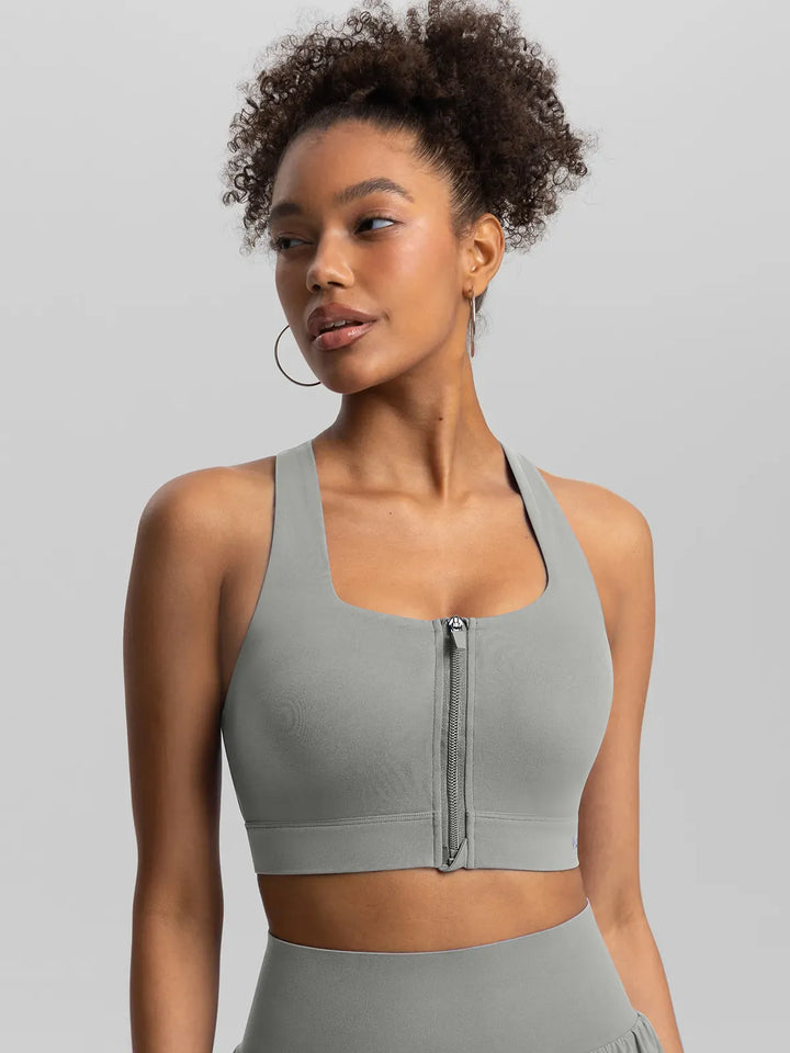 BrxlAero™ Adjustable Y-Back Zipper Front High Support Sports Bra