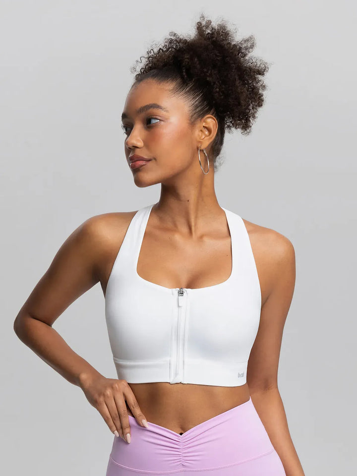 BrxlAero™ Adjustable Y-Back Zipper Front High Support Sports Bra
