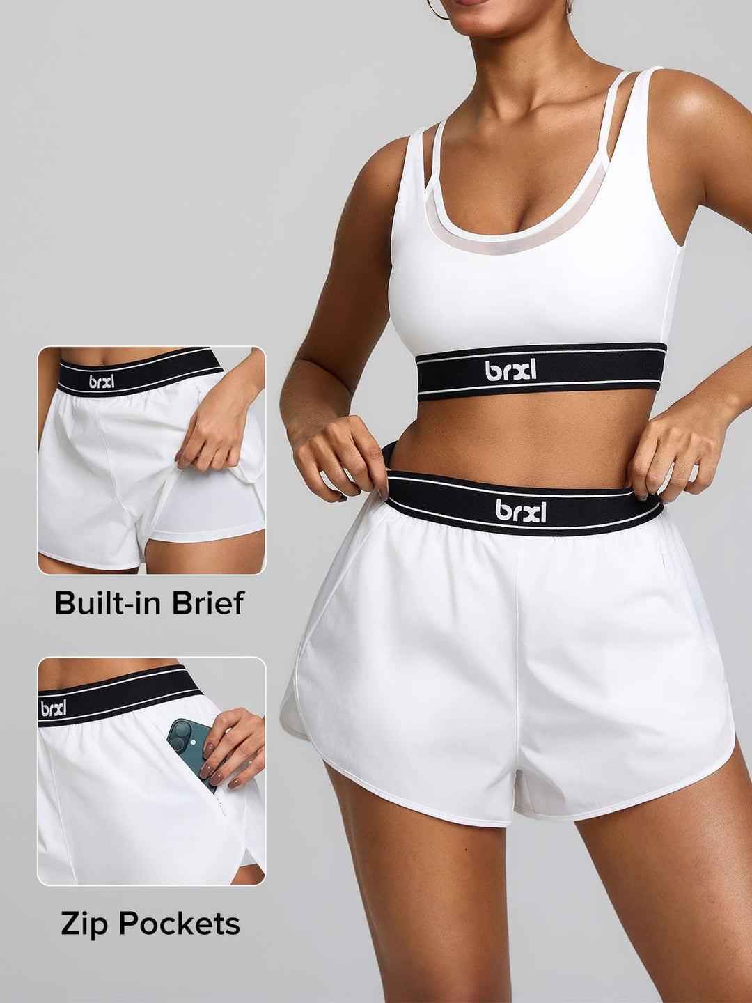 BrxlAero™ Contrast Color Butterfly Split Flowy Running Shorts