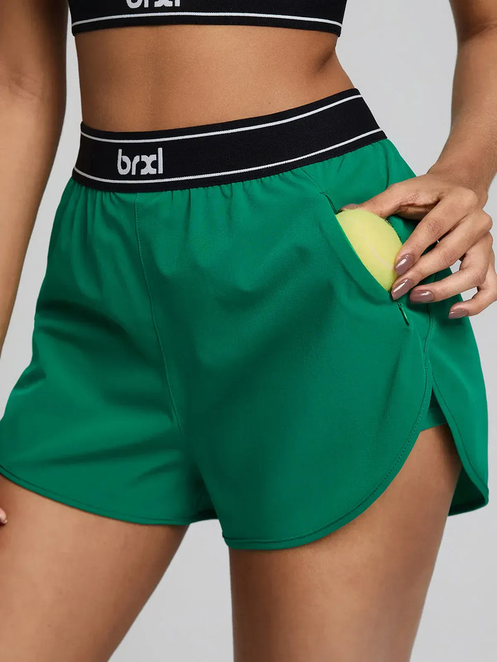 BrxlAero™ Contrast Color Butterfly Split Flowy Running Shorts