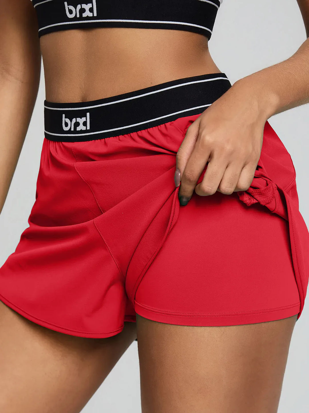 BrxlAero™ Contrast Color Butterfly Split Flowy Running Shorts